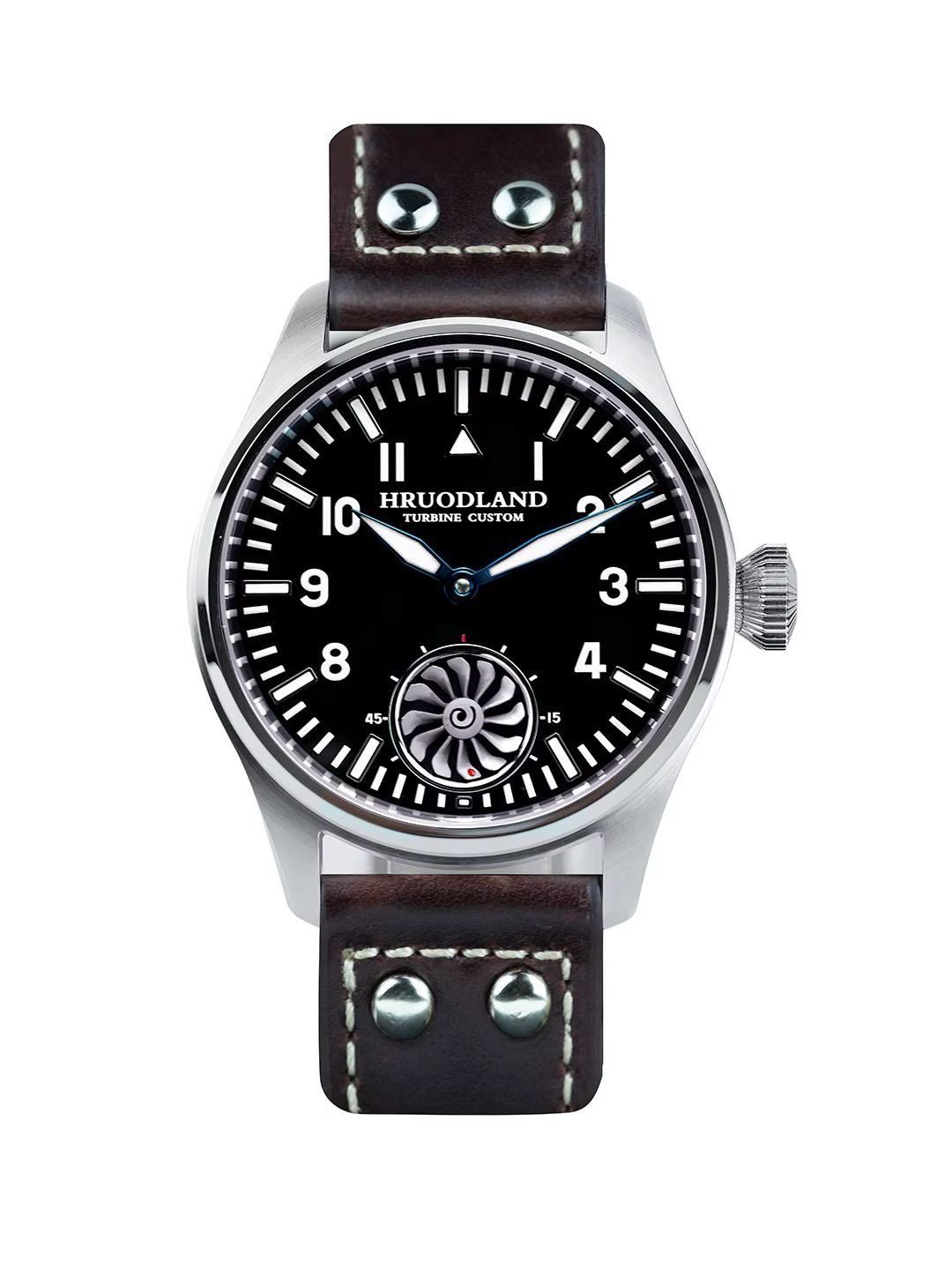 Tourbillon Movement Watch - Hruodland 43mm Pilot Men's Manual Mechanical
