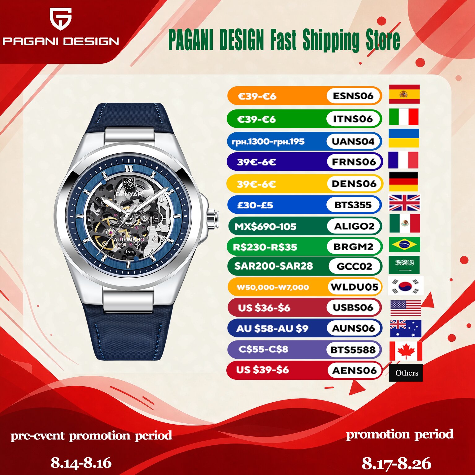 Tourbillon Movement Watch - BENYAR Luxury Mens Automatic Business Dress