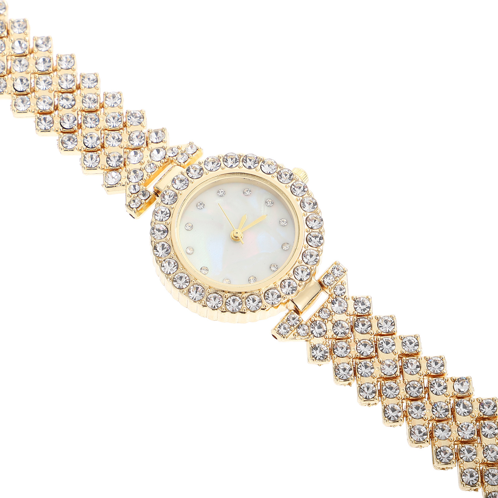 Luxury Watch Gift For Her - Rhinestone Watch Golden Tone Quartz Lady