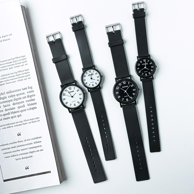 Luxury Watch Leather Strap - Simple Black Watch Quartz Watches for