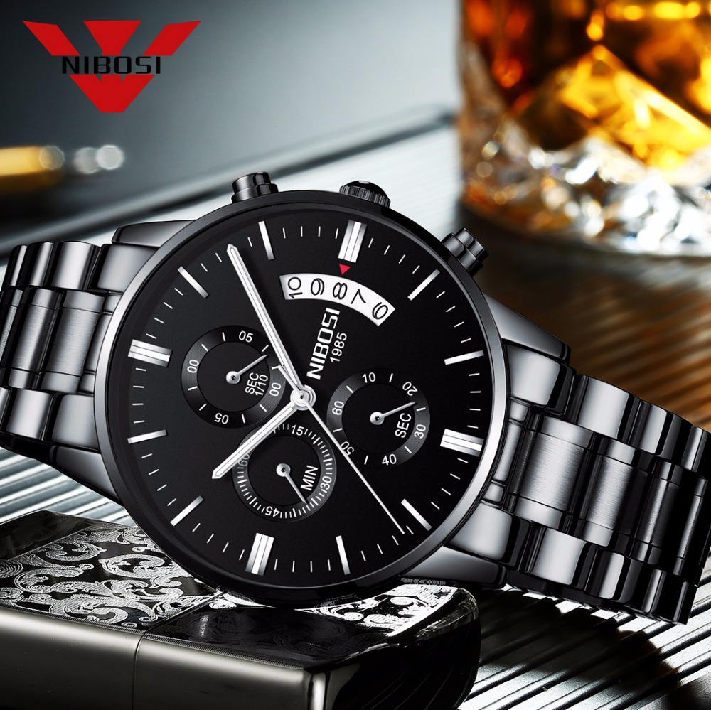 NIBOSI Stainless Steel Black Q - Luxury Watch Top 10 review and price