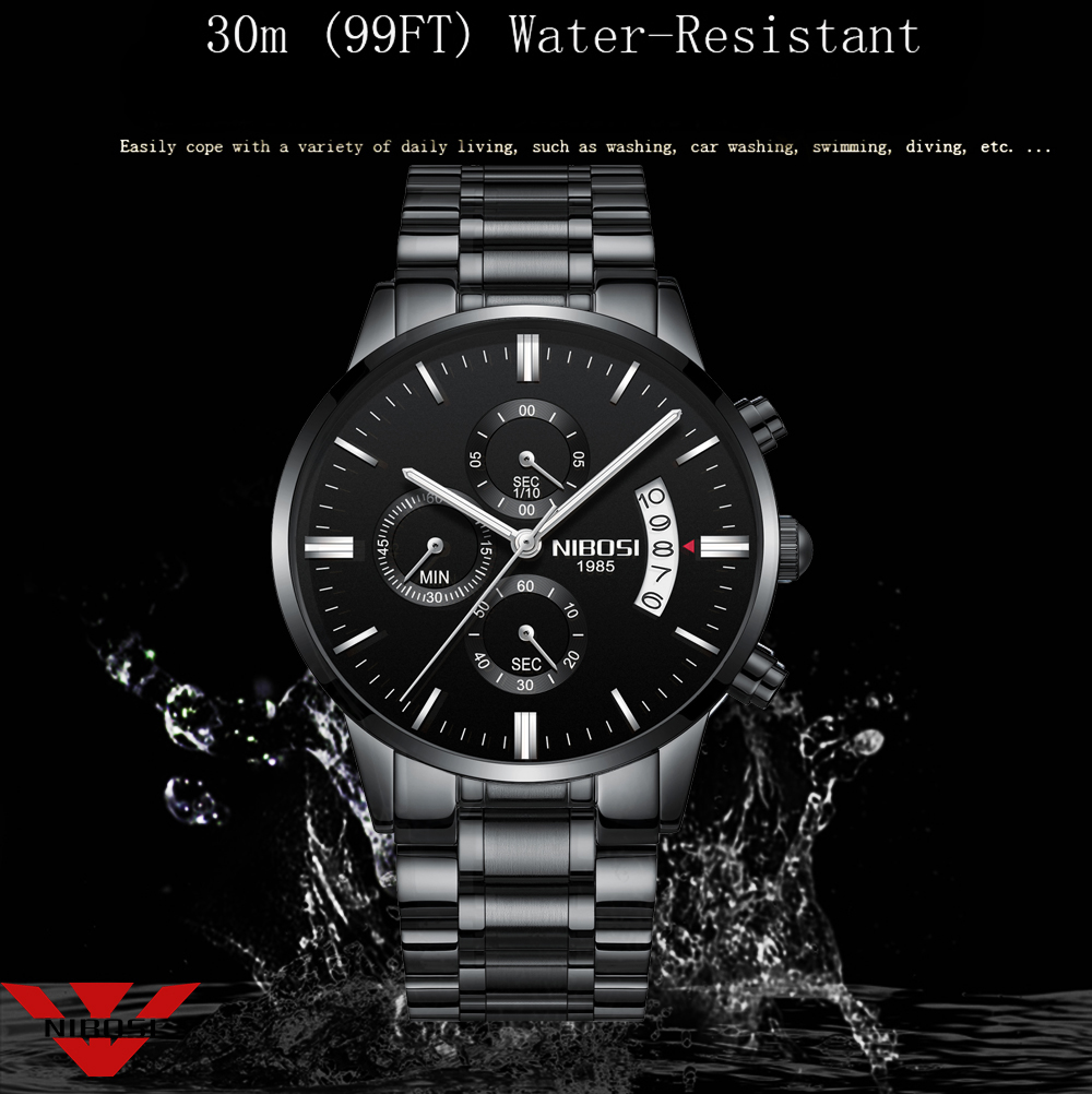 NIBOSI Stainless Steel Black Q - Luxury Watch Top 10 review and price