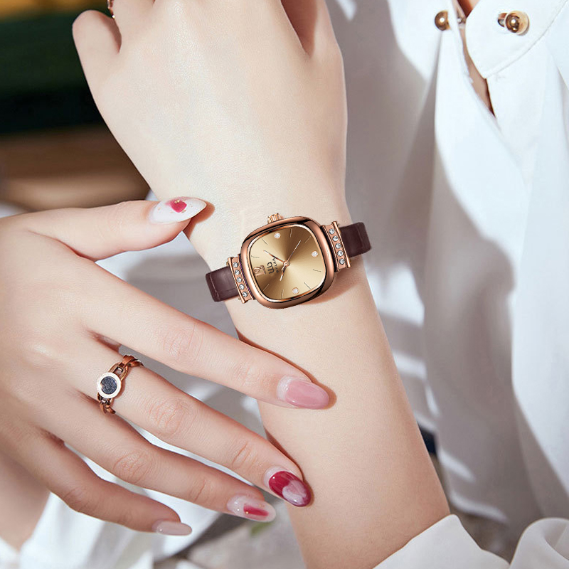 Women's Rose Gold Square Watch - Luxury Watch Leather Strap review and price