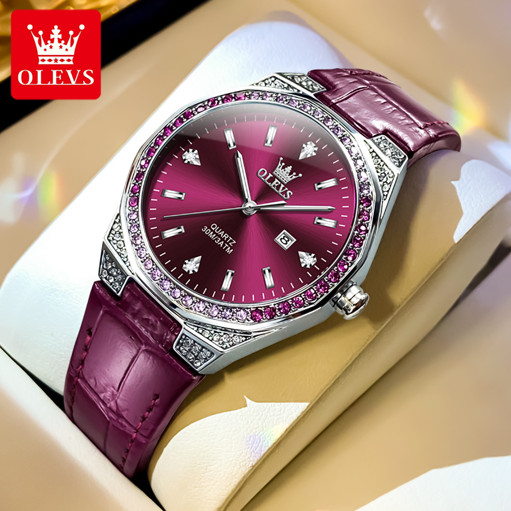 OLEVS Original Women's Watches - Luxury Watch Leather Strap review and price