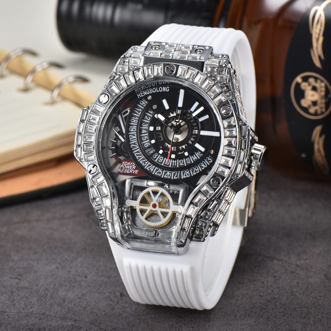 Full diamond Case Business Lux - Luxury Watch Rubber Strap review and price