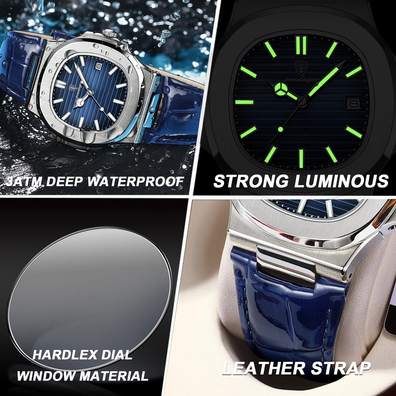 POEDAGAR Top Luxury Square Man - Luxury Watch Top 10 review and price