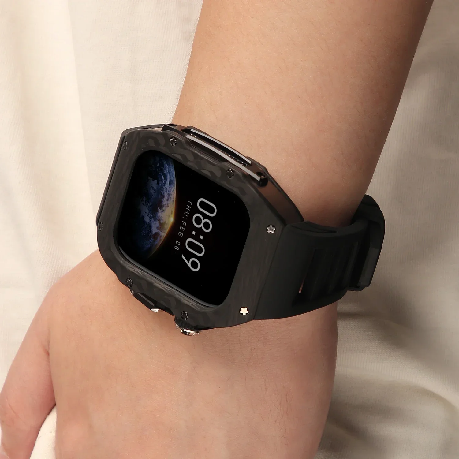 Carbon Fiber Case For Apple Wa - Luxury Watch Rubber Strap review and price