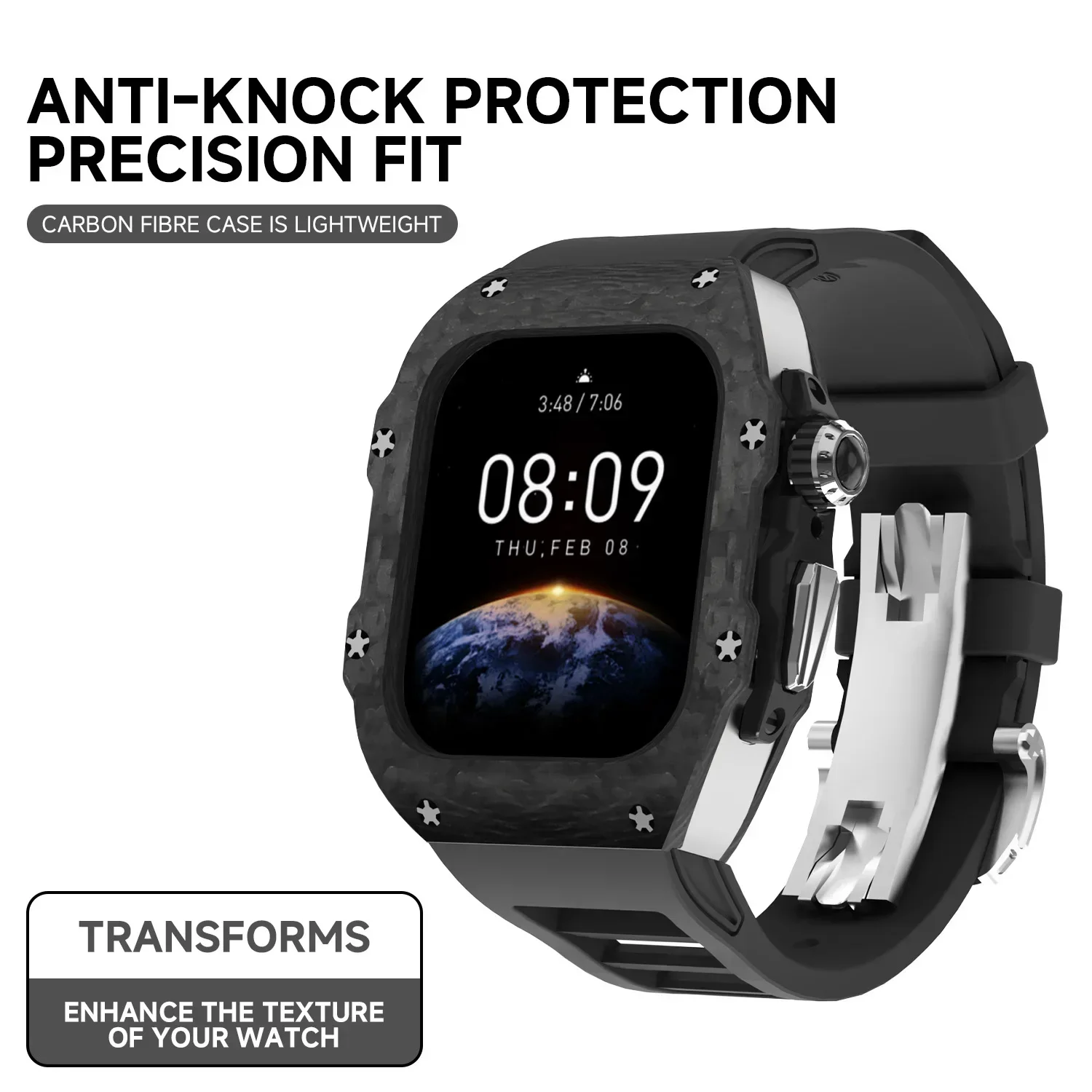 Carbon Fiber Case For Apple Wa - Luxury Watch Rubber Strap review and price