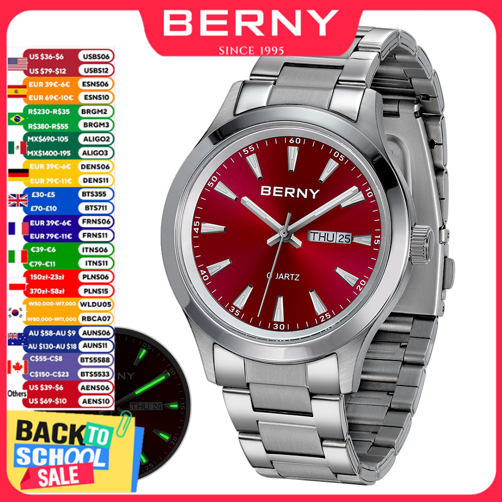 BERNY Men Quartz Watch  Fashio - Dress Watch Ultra Thin review and price